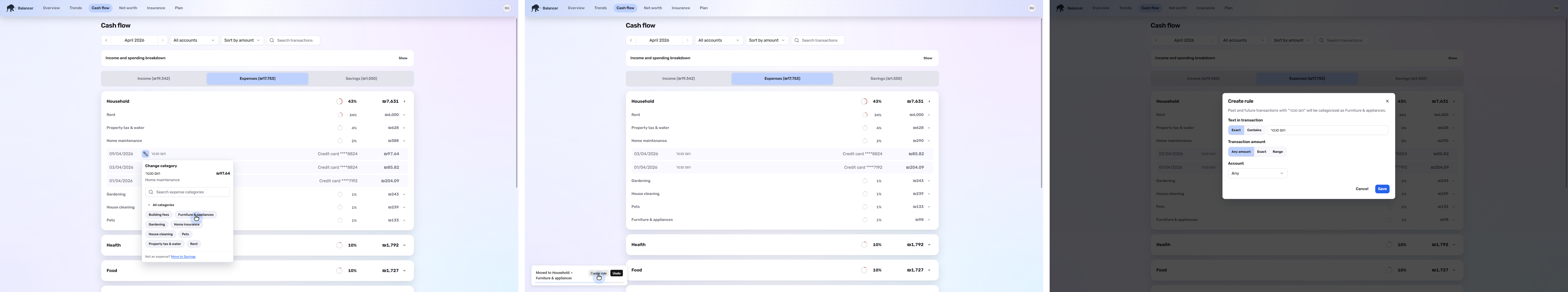 Balancer category change flow with optional automatic rule creation